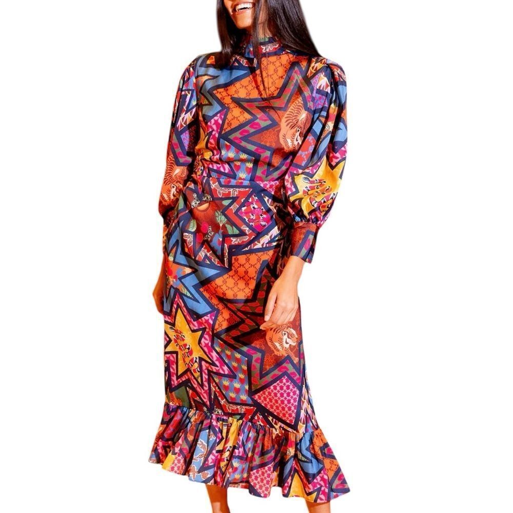 Alden Adair Floral Print Maxi Dress Sleeve Maxi Dress(Size Medium)